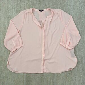 NYDJ 3/4 Sleeve Sheer Flowy Pink Blouse Top XL